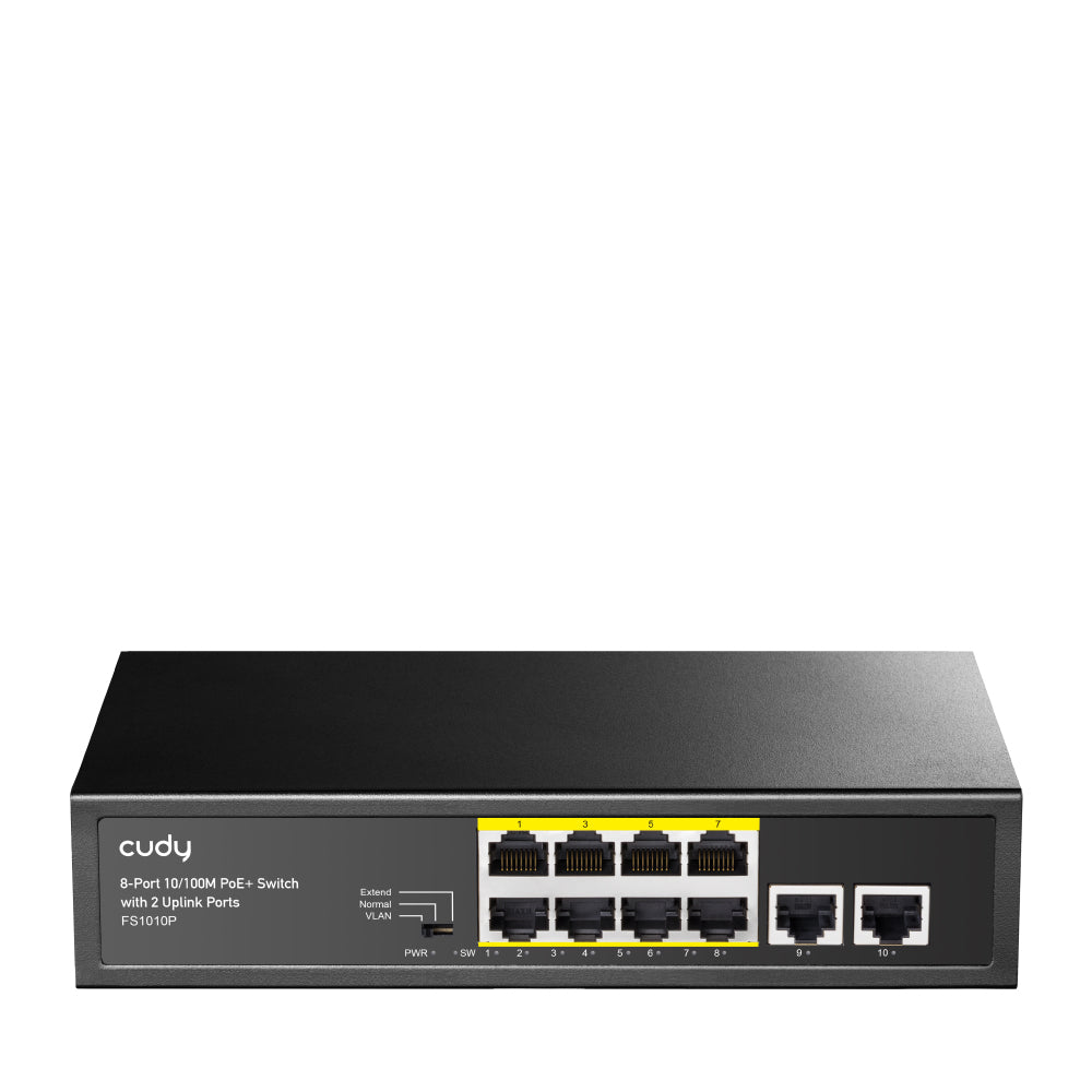 8-Port 10/100M PoE+ Switch with 2 Uplink Ports, Model: FS1010P - FS1006PL