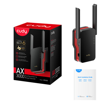 AX3000 Dual Band Wi-Fi 6 Range Extender, Model: RE3000