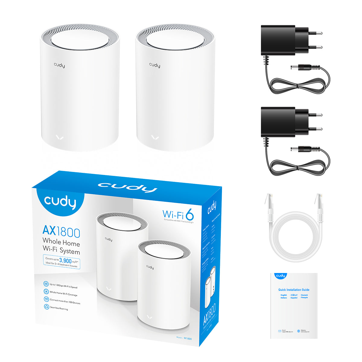 AX1800 Whole Home Mesh WiFi System, Model: M1800 2-Pack - M1800-3