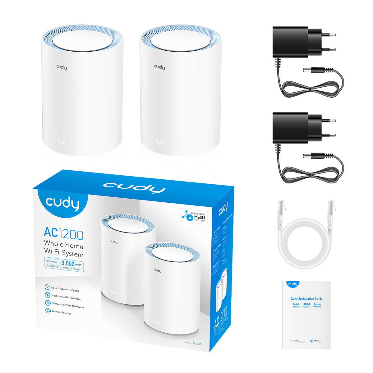 AC1200 Dual Band Whole Home Wi-Fi Mesh System, Model: M1200 2-pack - M1200-3