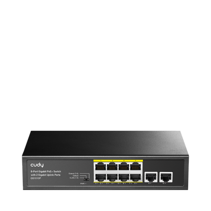 8-Port Gigabit PoE+ Switch with 2 Gigabit Uplink Ports 120W, Model: GS1010P - GS2008PS2