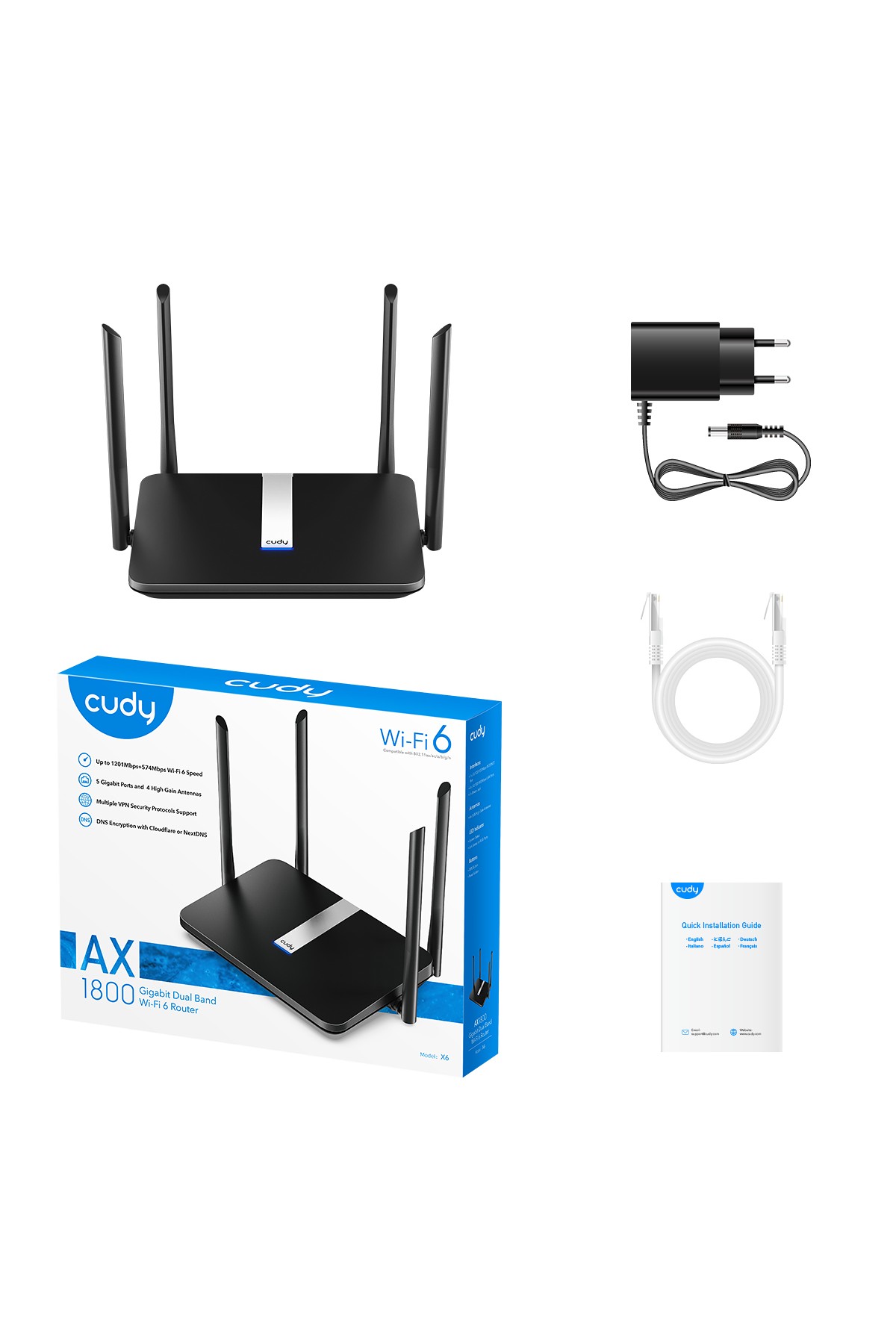 AX1800 Gigabit Wi-Fi 6 Mesh Router, Model: X6