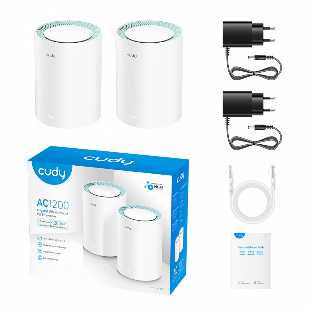 AC1200 Dual Band Whole Home Wi-Fi Mesh System, Model: M1300 2-Pack