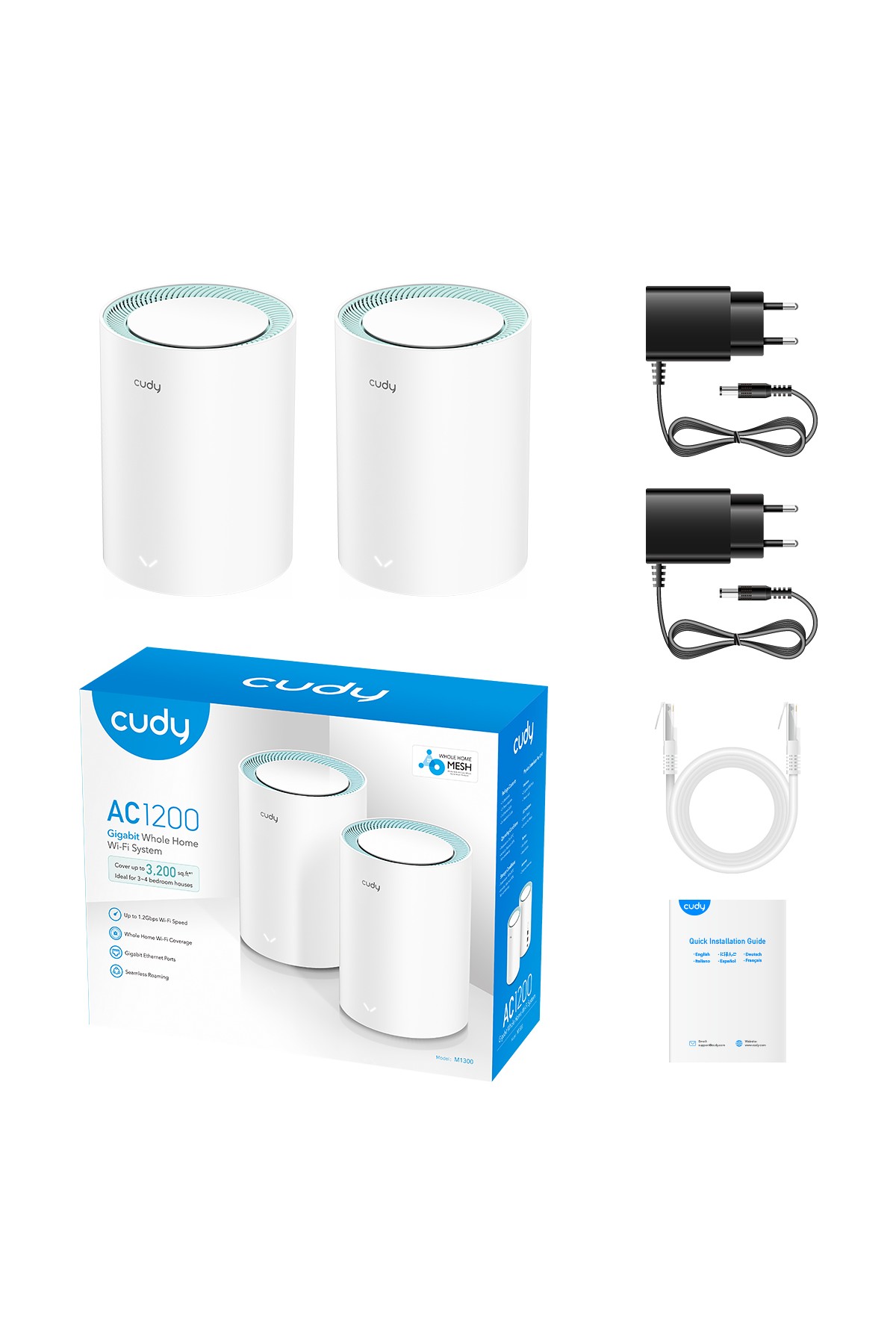 AC1200 Dual Band Whole Home Wi-Fi Mesh System, Model: M1300 2-Pack