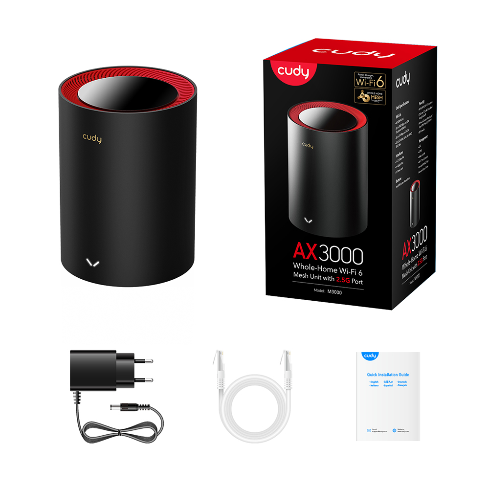 AX3000 2.5G Dual Band Wi-Fi 6 Mesh System, Model: M3000 1-Pack